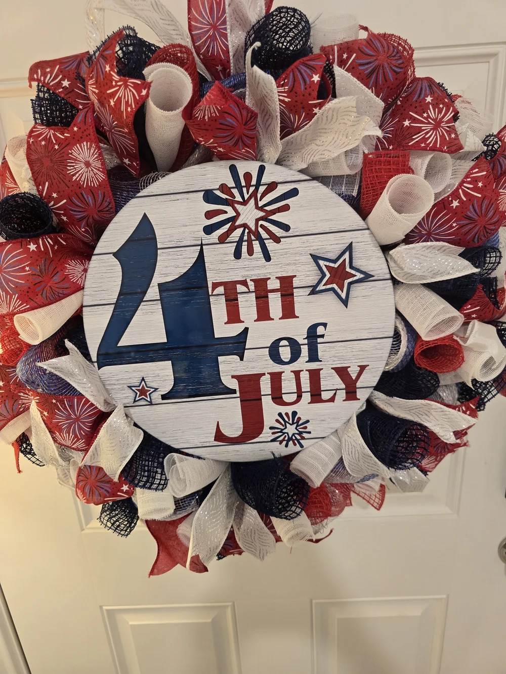 Patriotic 4th of July Wreath - Red, White & Blue